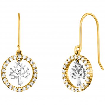 Ohrhänger 925/- Sterling Silber rhodiniert/vergoldet  44 Zirkonia Baum