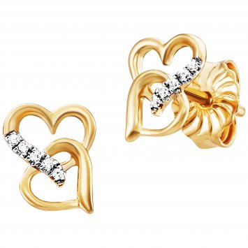 Ohrstecker 925/- Sterling Silber rhodiniert/vergoldet  Herz 10 Zirkonia