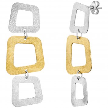 Ohrhänger 925/- Sterling Silber rhodiniert/vergoldet  eismatt