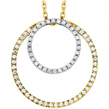 Anhänger mit Kette 925/- Sterling Silber rhodiniert/vergoldet  2 Kreise Zirkonia