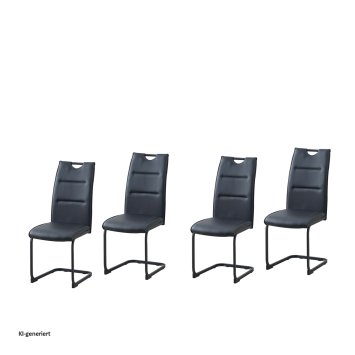 Schwingstuhl DannyP PU Schwarz Freischwinger Esszimmerstuhl Kunstleder