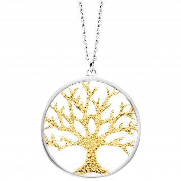 Anhänger mit Kette 925/- Sterling Silber rhodiniert/vergoldet  Motiv Lebensbaum