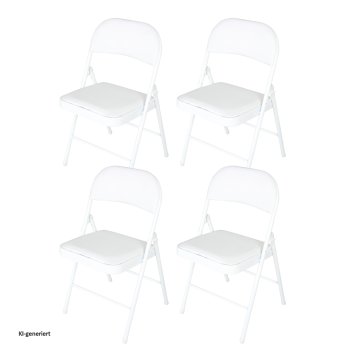 Klappstuhl Wedigo Kunstleder Weiß-Weiß 4er-Set