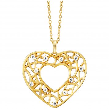 Anhänger mit Kette 925/- Sterling Silber vergoldet  Herz  11 Zirkonia