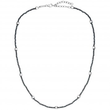 Kette 925/- Sterling Silber rhodiniert  Hämatit grau 43 cm