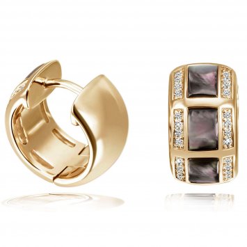 Creolen 925 Sterling Silber  Glänzend  Perlmutt schwarz/grün