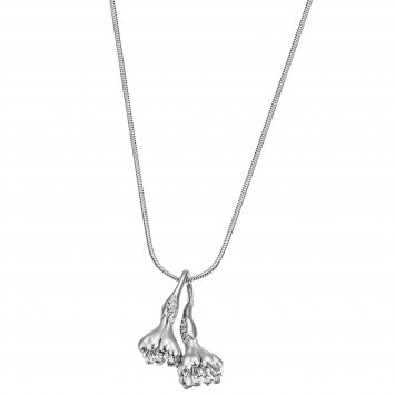 Anhänger mit Kette 925 Sterling Silber  Gebürstet Zirkonia weiß