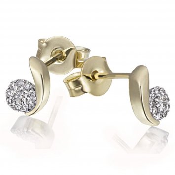 Ohrstecker 585 Gelbgold  Glänzend 20 Brillanten weiß