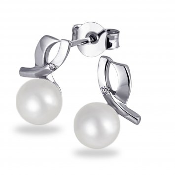 Ohrstecker 375 Weißgold  Glänzend 2 Brillanten weiß