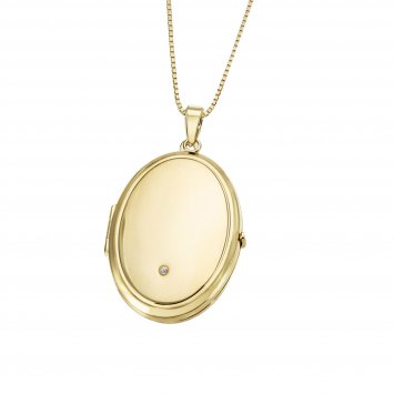 Anhänger mit Kette 375 Gelbgold  Glänzend  1 Diamant weiß