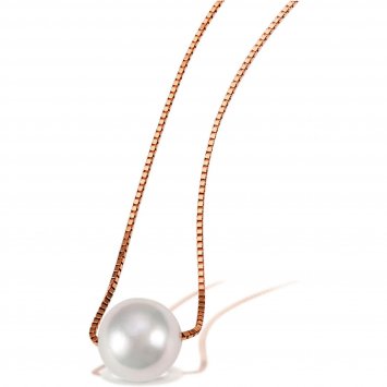 Kette 375 Rotgold   Akoya Zuchtperle weiß