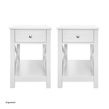 Nachttisch Hayet Weiß 2er-Set