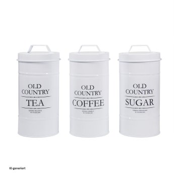 Kaffee-, Tee- und Zuckervorratsdose 3er Set Retro