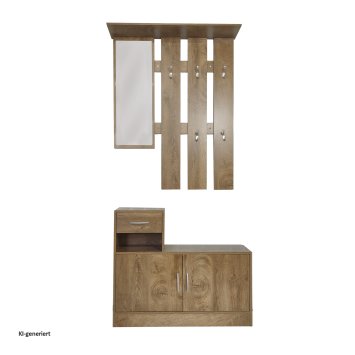 Garderobenpaneel mit Schuhschrank Thekla Eiche