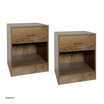 Nachtschrank 2er Set Thekla Eiche