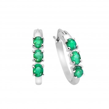 Ohrringe Silber 925 rhodiniert mit 6 echten Smaragden