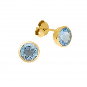 Ohrringe Gold 585 mit echtem Blautopas (beh.) 7mm