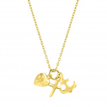 Anhänger mit Kette 375/- Gelbgold Glaube,Liebe,Hoffnung