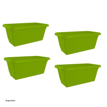 Blumenkasten mit Wasserspeicher 40 cm 4er Set Grün
