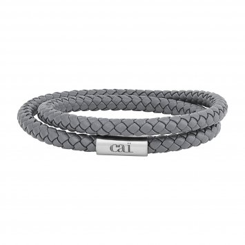 Armband Echtleder-Wickelarmband 21cm grau und magnetischem Edelstahlverschluß