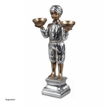 Dekofigur mit Schalen Silber Bronze