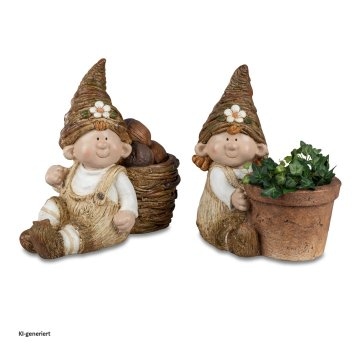 Dekofigur Pflanztopf Wichtel 2er-Set