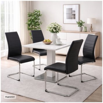 Esszimmerstuhl SallyC Kunstleder 4er-Set Schwarz