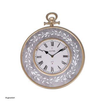 Wanduhr grau antik mit Ranke 38 cm