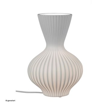 Tischlampe Keramik weiß mit Rillen 20 x 30 cm