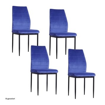 Esszimmerstuhl Madison Velvet 4er-Set Blau