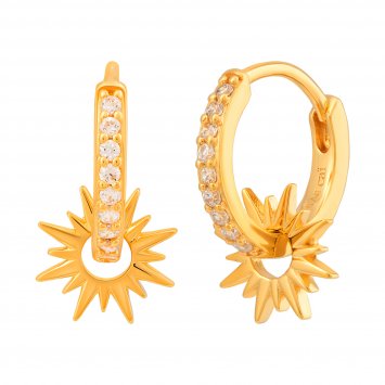 Creole 925 Sterling Silber vergoldet mit Zirkonia Einhänger Sonne