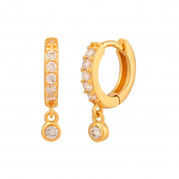 Creole 925 Sterling Silber vergoldet mit Zirkonia Anhänger