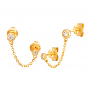 Doppelohrstecker 925 Sterling Silber gelb vergoldet