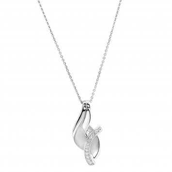 Anhänger mit Kette 925/- Sterling Silber rhodiniert Zirkonia