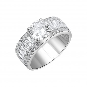 Ring 925/- Sterling Silber rhodiniert Zirkonia