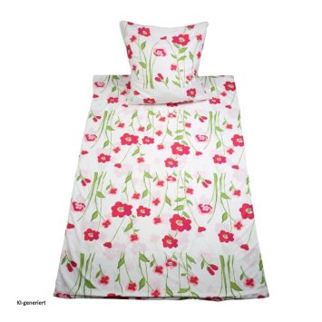 Bettwäsche 2-teiliges Set 135 x 200 Rote Wiesenblumen
