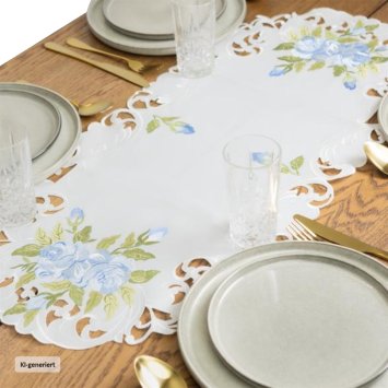Tischläufer 40 x 90 cm blaue Rosen