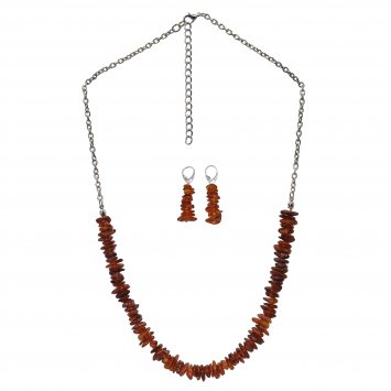 Schmuckset Set aus Collier und Ohrhänger  Bernstein braun
