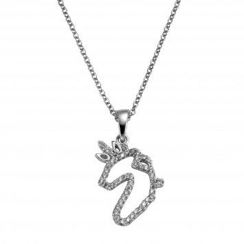 Anhänger mit Kette 925/- Sterling Silber Einhorn Zirkonia