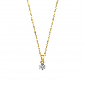 Halskette 375 Gelbgold mit Zirkonia weiß 45cm lang