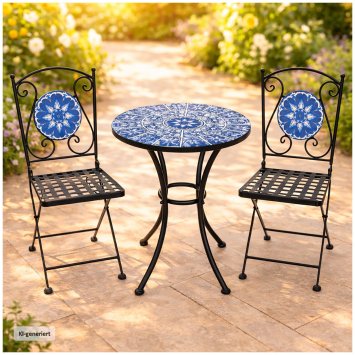 Tisch und 2 Stühle Marocco Blau