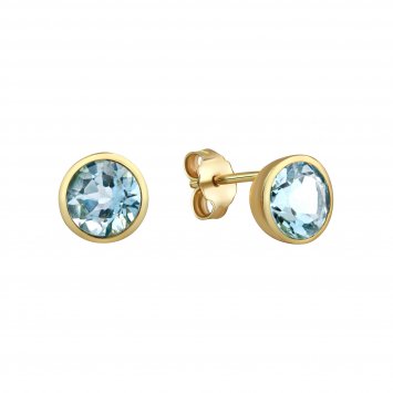 Ohrringe Gold 375 mit echtem Blautopas (beh.) 7mm