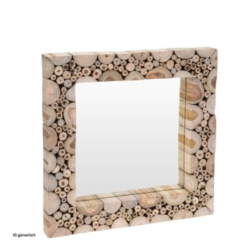 Wandspiegel mit Teak Holz Rahmen
