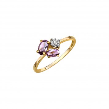 Ring Gold 375 mit echtem Amethyst + Zirkonia