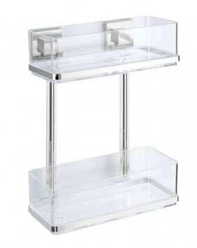 Vacuum-Loc® Wandregal 2 Etagen Mod. Quadro Edelstahl, Befestigen ohne bohren