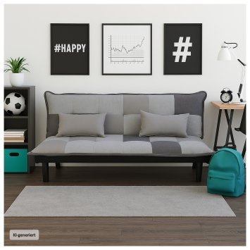 Couch Karo mit Schlaffunktion Grau