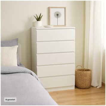 Kommode in weiß mit 5 grifflosen Schubladen Modernes Design und viel Stauraum
