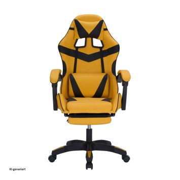 Ergonomischer Gaming Stuhl mit Fußstütze Racing-Design in Gelb-Schwarz