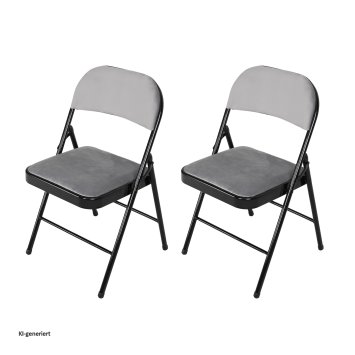 2er Set Klappstühle mit Polsterung Metallgestell und Samtbezug