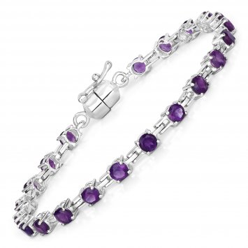 Armband 925-Sterling Silber rhodiniert Amethyst rund